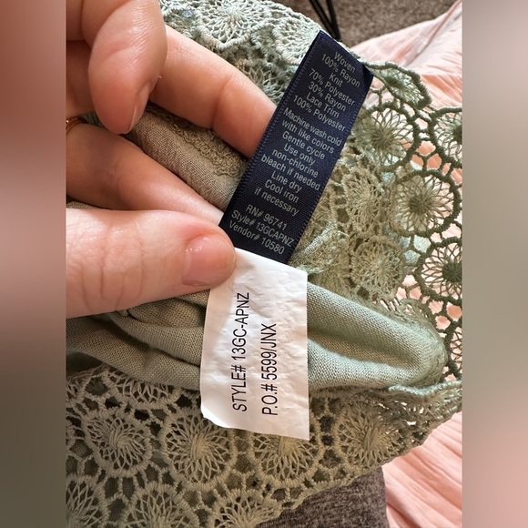 Daytrip Applique Sage Boho Crocket Women’s Top Tie Back Size XL #1600 - Picture 8 of 11